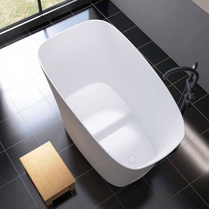 51'' Japanese Soaking Tub Freestanding Bathtub Resin Stone Bathtubs Deep - Image 7