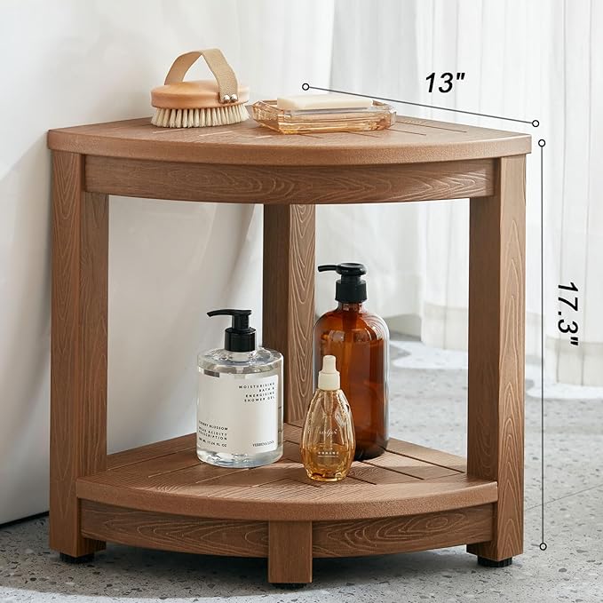 Corner Shower Stool for Shaving Leg, Waterproof Bathroom Shower Bench Seat for - Image 2
