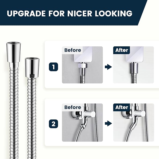 BRIGHT SHOWERS Extra Long Shower Hose 118 Inches – Stainless Steel Handheld - Image 6