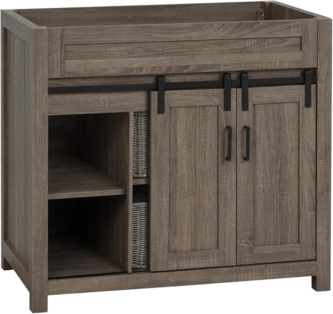 TILE & TOP Farm Barn 36“ Single Bathroom Vanity Cabinet without Top, Antique - Image 5