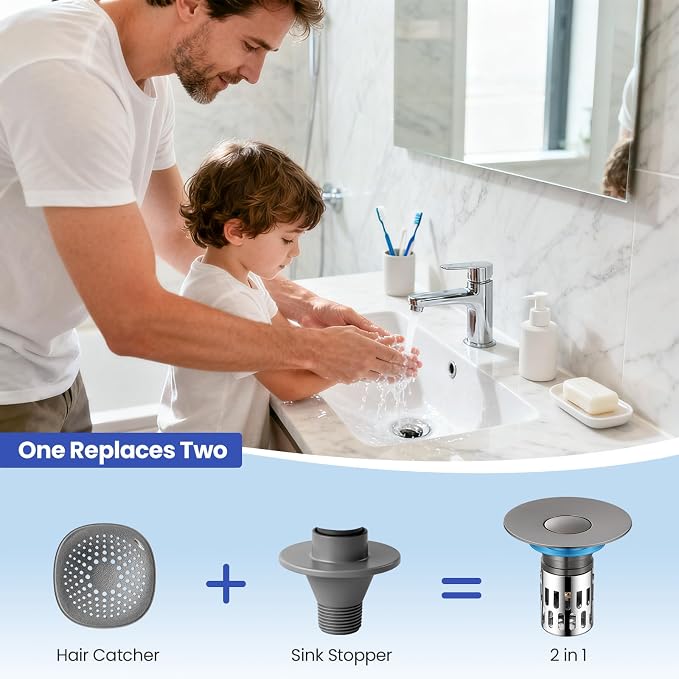Universal Bathroom Sink Stopper, Pop Up Sink Drain Strainer Plug - Image 8