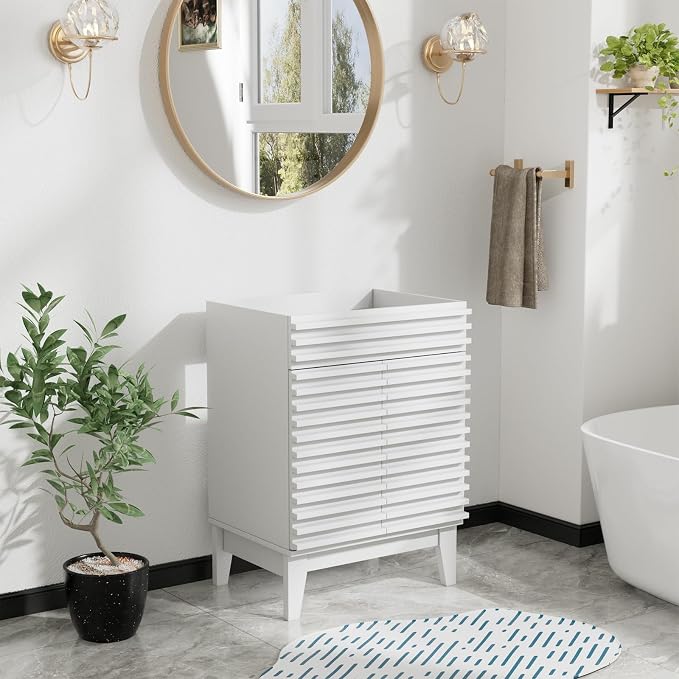 ROOMTEC 24" Bathroom Vanity, Mid-Century Freestanding Bathroom Cabinet Vanity - Image 4