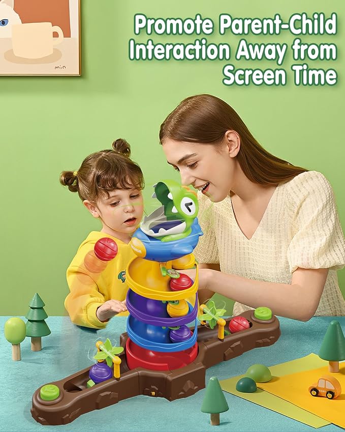 Dinosaur Ball Drop Tower for 3 4 5 6 7 8 Years Old Kids, Dino Spin Twister - Image 3
