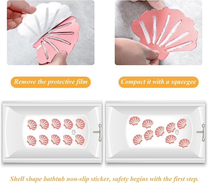 Bathtub Stickers Non Slip, Shell Shaped Tubs Safety Shower Treads, Adhesive - Image 6