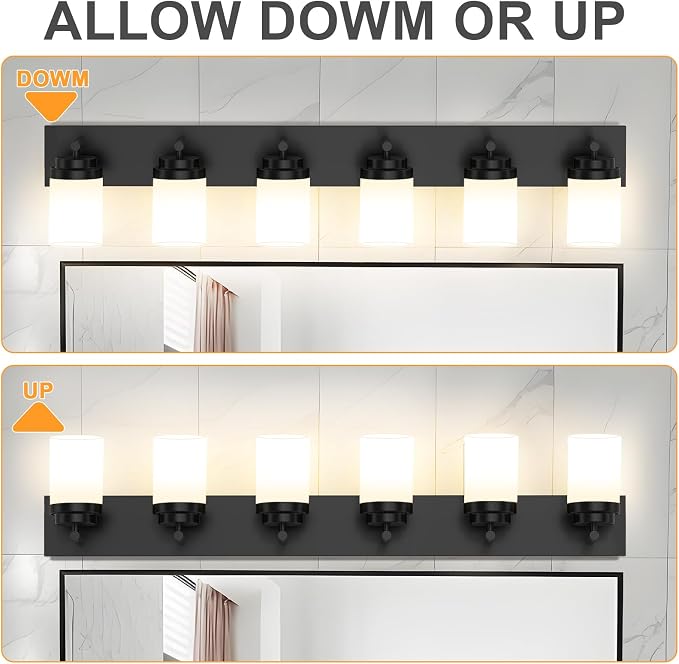 IZORRO Bathroom Vanity Light Fixture, 6-Light 43 Inch Matte Black Bathroom - Image 8