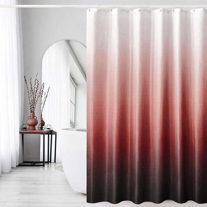 Gibelle Ombre Shower Curtain, Waffle Weave Textured Bathroom Curtains Shower Set by Gibelle
