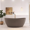 65" Premium Solid Surface Freestanding Bathtub, Contemporary Design Stand Alone by HIGEINE
