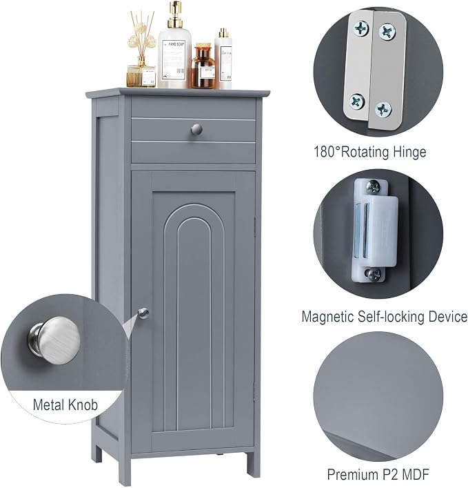 DORTALA Bathroom Floor Cabinet, Free-Standing Wooden Floor Storage Cabinet - Image 7