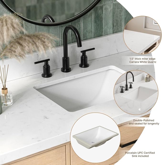 ARIEL Hepburn 66" Inch Oak Single Bathroom Vanity - Image 5