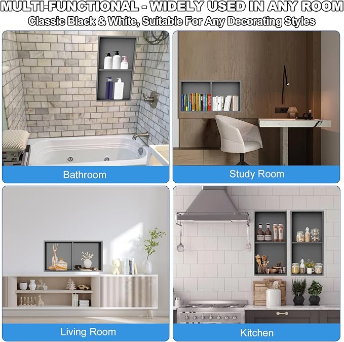 304 Stainless Steel Shower Niche Insert-24 x 12" No Tile Needed Bathroom Niche - Image 5