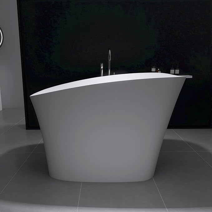 51" Freestanding Solid Surface Resin Stone Bathtub, Modern Design Stand Alone by Tubcraft