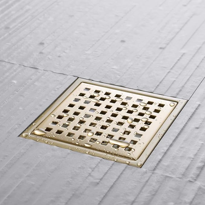 Square Shower Floor Drain with Removable Cover Grid Grate 6 inch Long, SUS 304 - Image 6