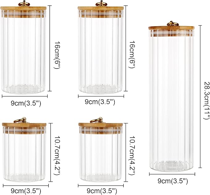 FANTESTICRYAN Glass Storage Jars Set of 5, Decorative Coffee Bar Container - Image 4