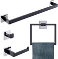 Bathroom Towel Bar Holder Sets Black and Polished 4-Piece Bathroom Hardware Set by TQKAG