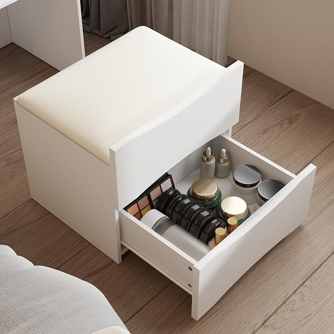 FUFU&GAGA Vanity Desk with Flip Top Mirror and Lights, Small Makeup Vanity Set - Image 8