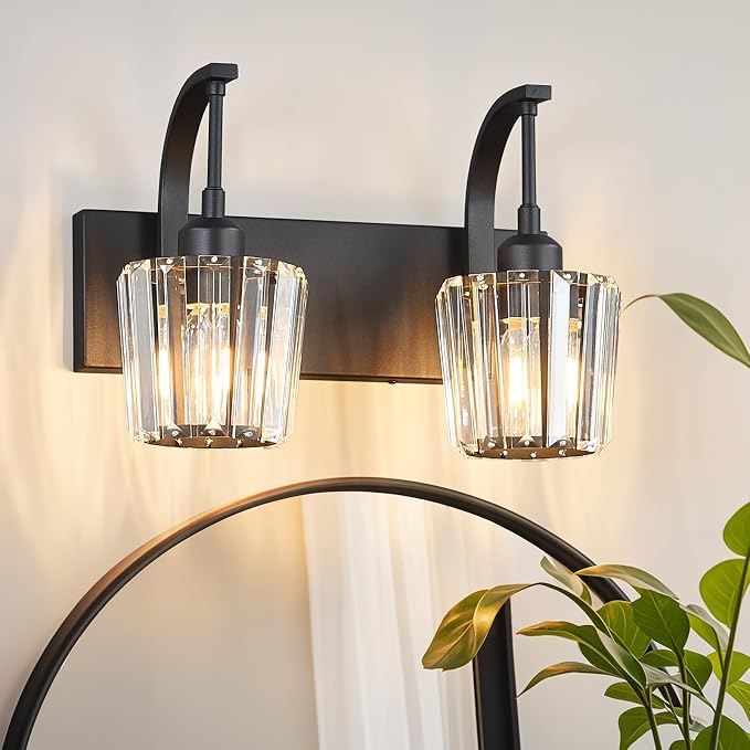 Modern Bathroom Vanity Light, 2-Light Black Wall Sconce by FDPBY