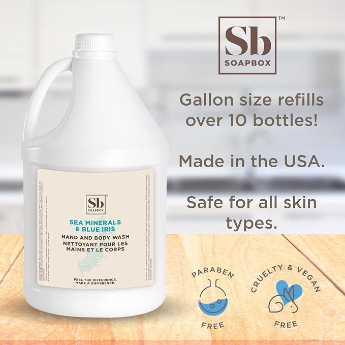 Soapbox Liquid Hand Soap & Body Wash, Sea Minerals & Blue Iris - Image 2
