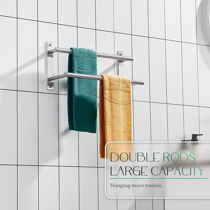 KOKOSIRI 16 Inch Bath Towel Bars Double Towel Racks Bathroom Towel Holder Towel - Image 5