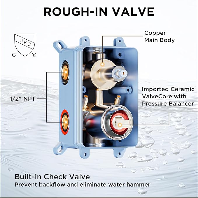Shower Systems with 4 Body Spray Jets, STARBATH 4 Way 12+6" Rainfall Shower - Image 6