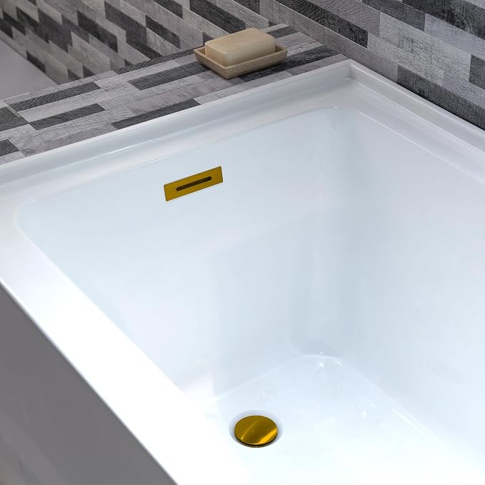 WOODBRIDGE 60" Acrylic Rectangular Alcove Soaking Bathtub in White - Image 8