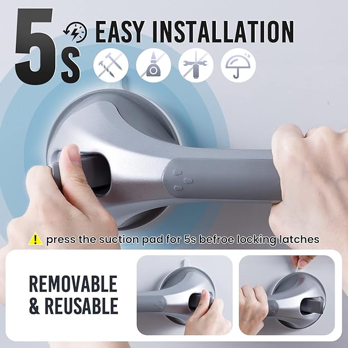 TAILI Shower Grab Bar 2 Pack 16 Inch Suction Grab Bars - Image 3