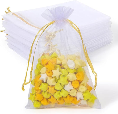 100PCS Premium White Organza Bags by Hopttreely