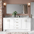 ARIEL 73" White Double Bathroom Vanity Italian Carrara Marble Countertop & by Ariel