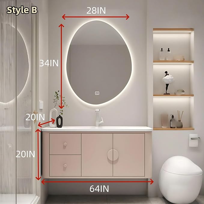64IN Pink Modern Bathroom Vanity - Image 2