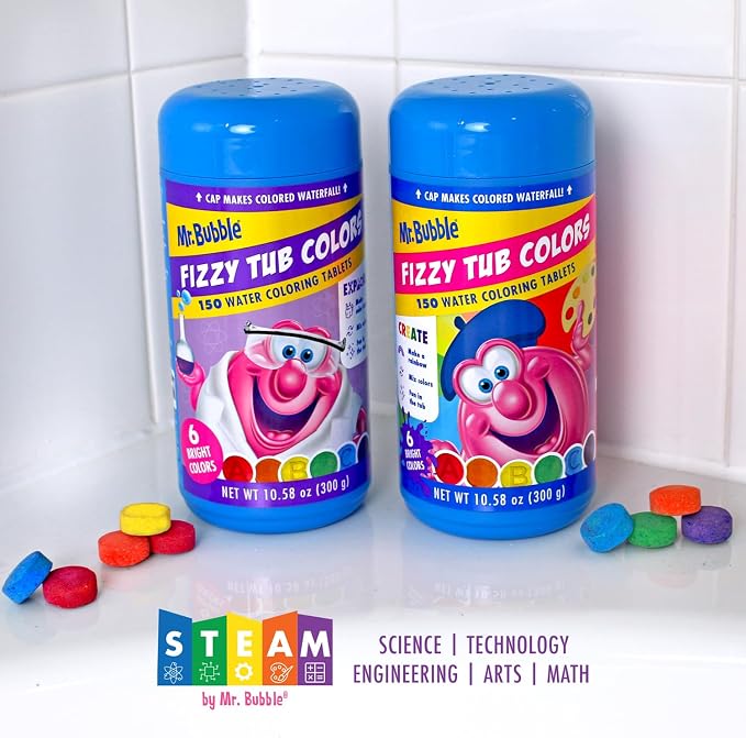 Mr. Bubble Fizzy Tub Colors Bath Water Coloring Tabelets, 6 Bright Colors - Image 2