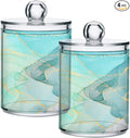 MNSRUU 4 Pack Qtip Holder Organizer Dispenser Modern Art Marble Teal Bathroom by MNSRUU