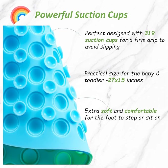 Baby & Toddler Bath Mat for Tub，Silicone Non Slip Bathtub Mat for Kids - Image 3