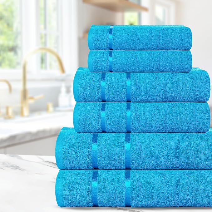 CASA COPENHAGEN Eternal 6 Pieces Towel Set-Teal Blue, 500 GSM 2 Bath Towel 2 - Image 4