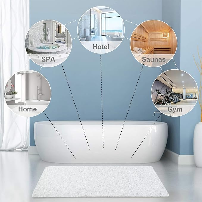 godehone Shower Mats Non Slip Without Suction Cups, PVC Loofah Bathroom Mats - Image 6