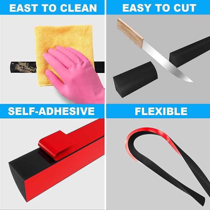 Duzzy 240 Inch Flexible Quarter Round Molding, Peel and Stick Silicone Rubber - Image 6