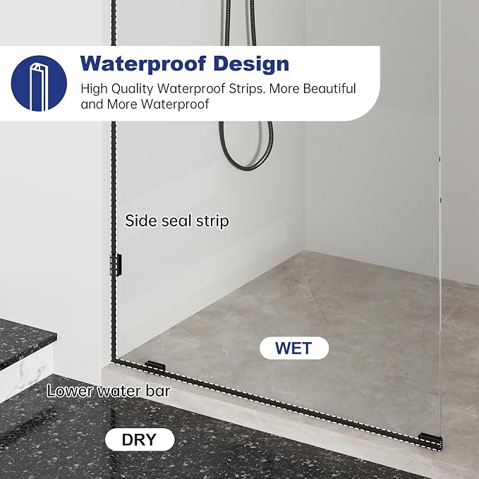 Frameless Fixed Shower Screen 34" W × 74" H, Shower Glass Panel, 5/16" SGCC - Image 4