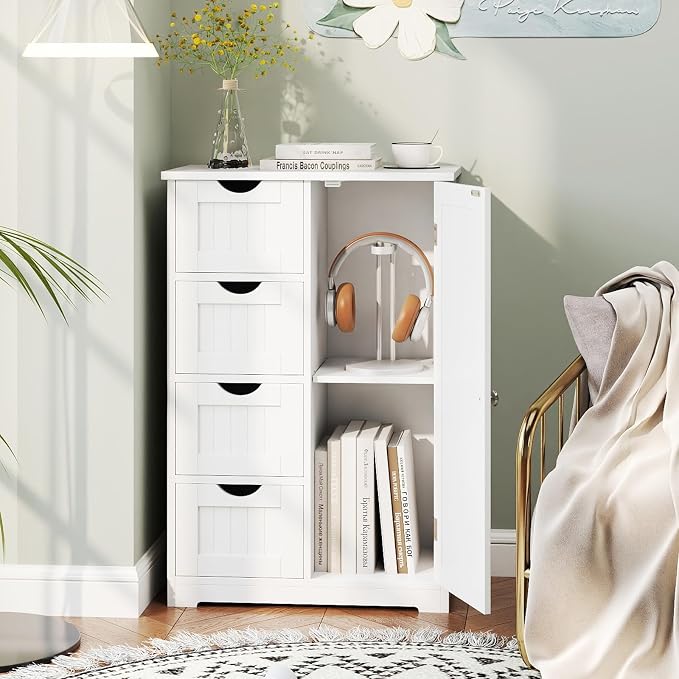 Tangkula Bathroom Floor Cabinet, Freestanding Storage Cabinet - Image 4