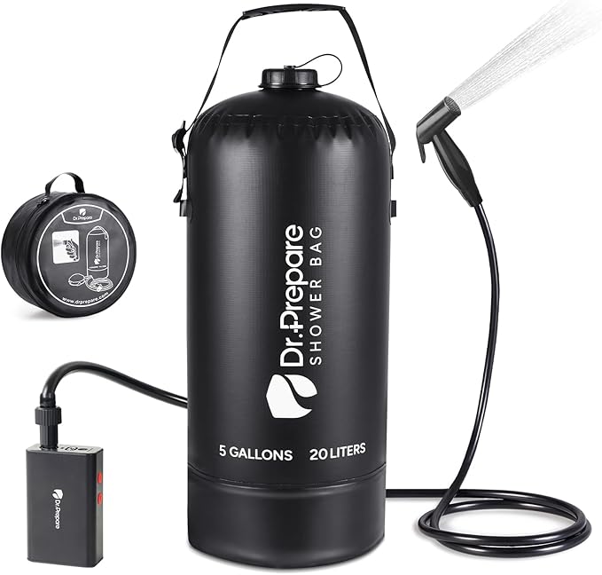 DR.PREPARE Portable Shower for Camping, 4/5 Gallons Camping Shower Bag by DRPREPARE