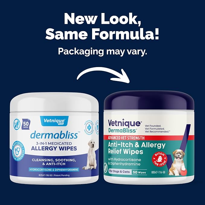 Vetnique Dermabliss 3-in-1 Medicated Dog Wipes - Image 2