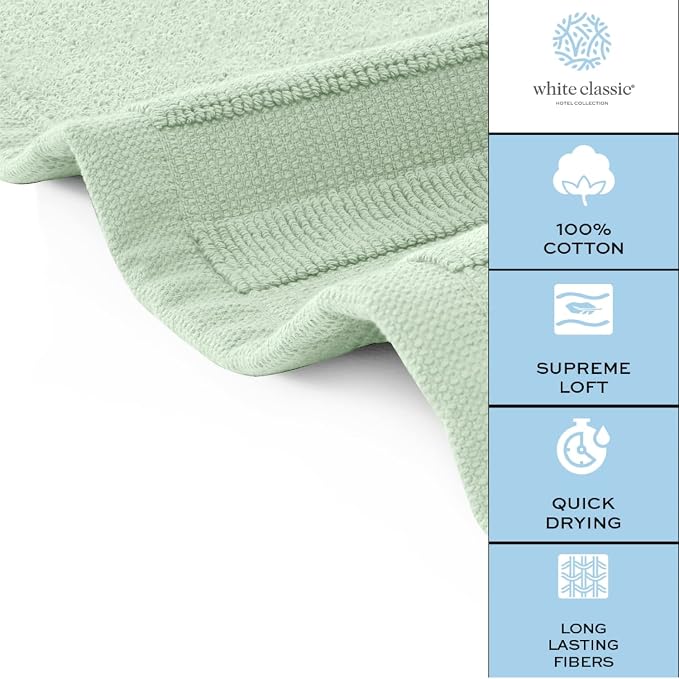 White Classic Luxury Bath Mat Floor Towel Set - Image 6