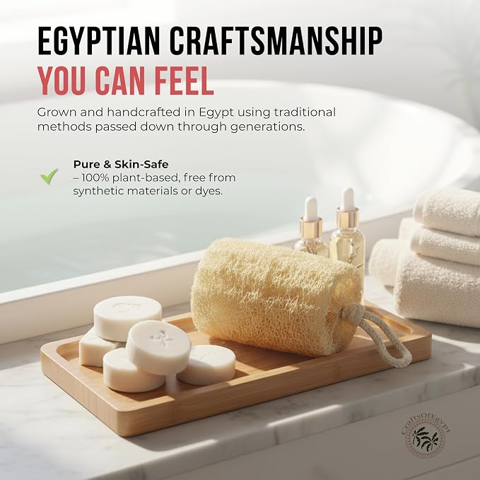 CraftsOfEgypt Natural Loofah Sponge – Egyptian Luffa Body Scrubber Pack of 4 - Image 7