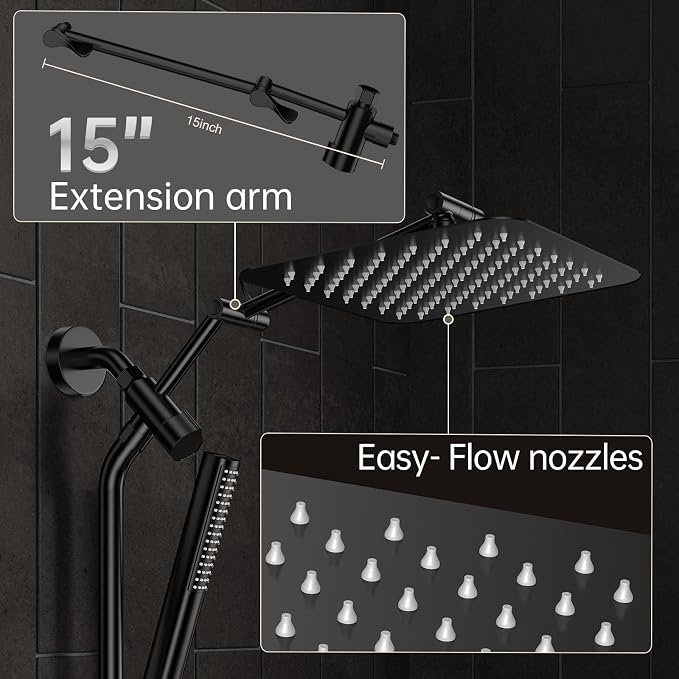 Veken 10" Luxurious All Metal Rain Shower Head - Image 4