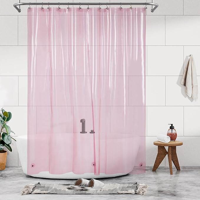 Barossa Design Clear Pink Long Shower Curtain Liner 78" Height by BarossaDesign