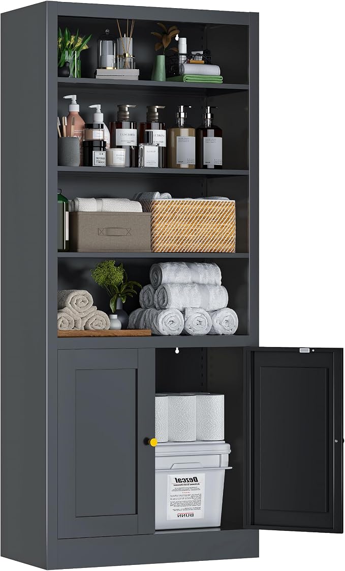 Tall Bathroom Storage Cabinet, Freestanding Linen Cabinet by VASAAOSD