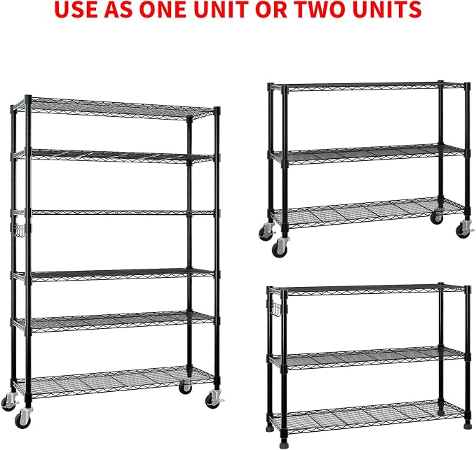 6 Tier Storage Racks Shelving, Heavy Steel Pantry Shelves, Adjustable Wire - Image 6