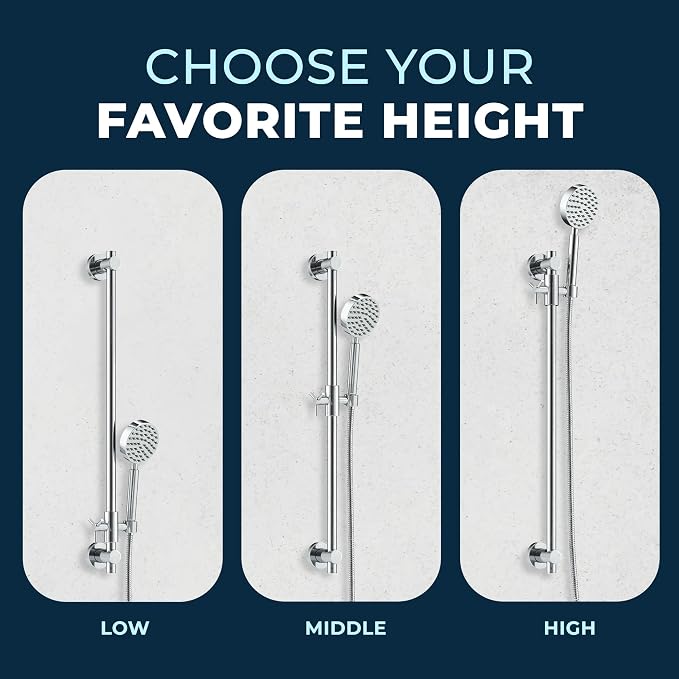 HammerHead Showers® Solid Metal 27.5 Inch Shower Slide Bar Set and Handheld - Image 6