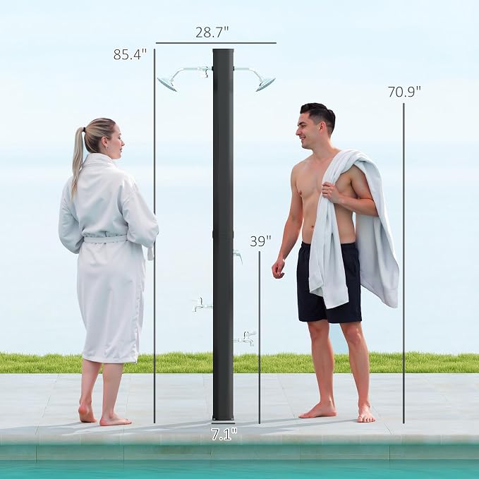 Outsunny 9.2 Gal Solar Heated Outdoor Shower, 7.1F 2-Section Outdoor Solar - Image 7