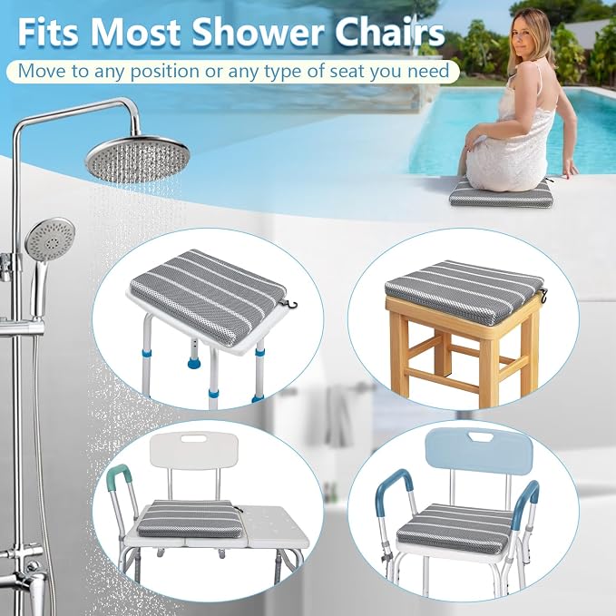 Shower Seat Cushion for Inside Shower, Shower Chair Cushion Bath Seat Mat for - Image 6