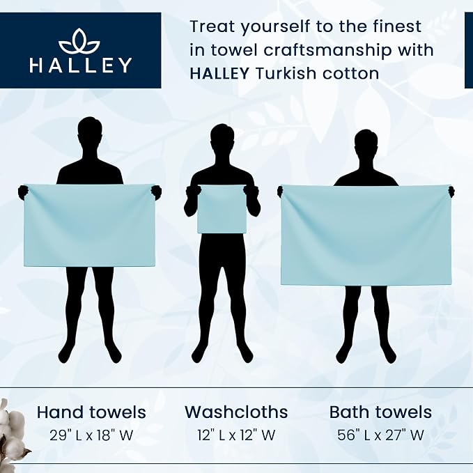 HALLEY Turkish Cotton Towels Super Soft Quick Absorbent 100% Cotton Towels - Image 7