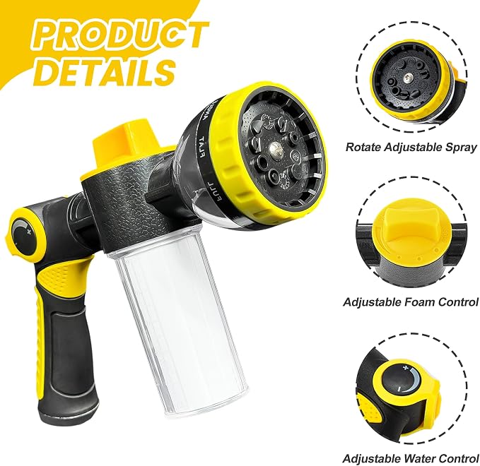 Dog Wash Hose Attachment, 10-in-1 Spray Mode Pet Shower Soap Sprayer - Image 2