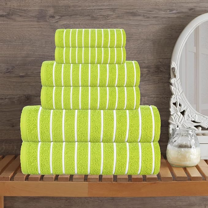 CASA COPENHAGEN Ecstatic 6 Pieces Towel Set- Lime Green, 600 GSM 2 Bath Towel 2 - Image 5